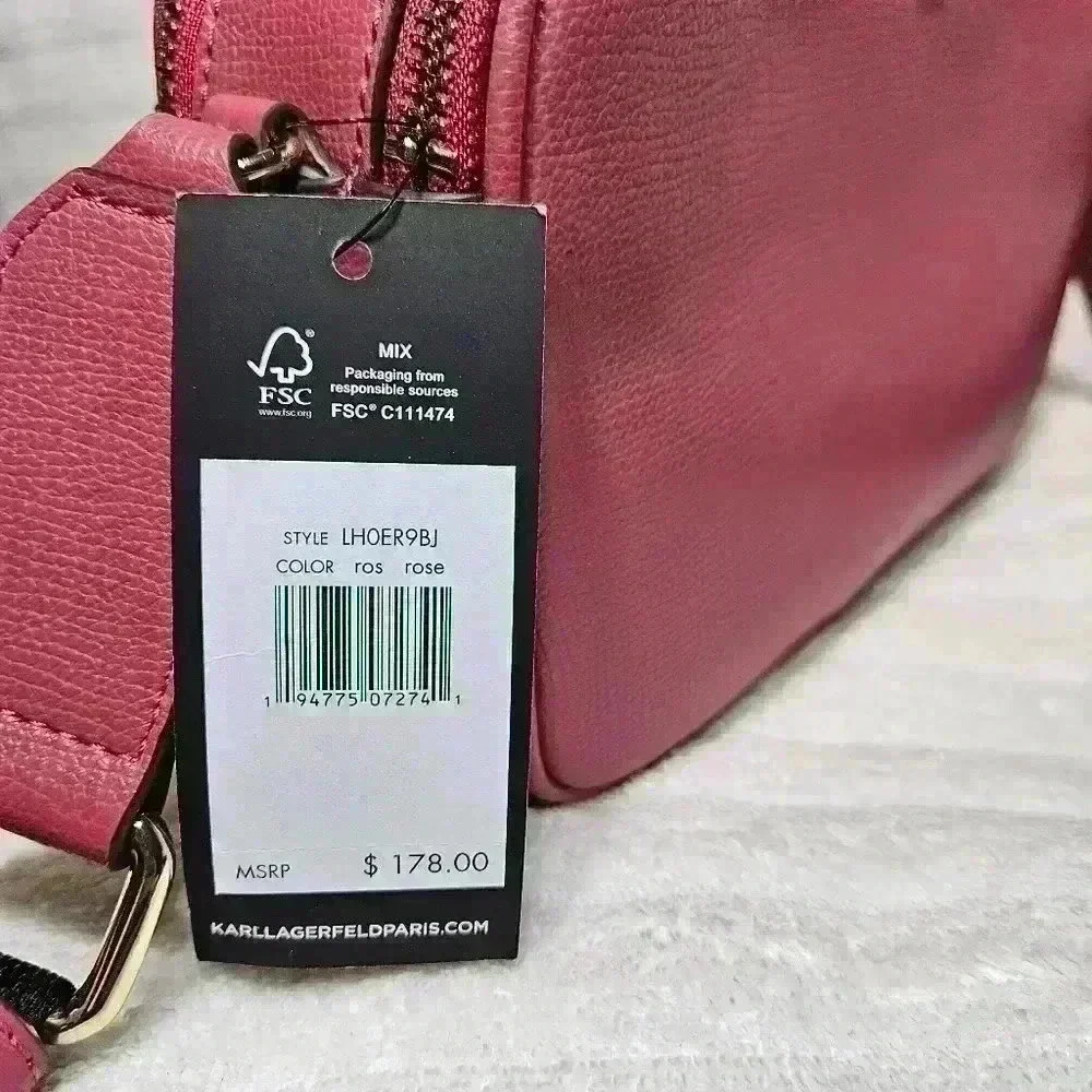 NWT Karl Lagerfeld Paris Crossbody Camera Style Pink Bag. - Picture 9 of 9